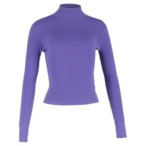 Maje Ribbed Turtleneck Sweater in Purple Wool